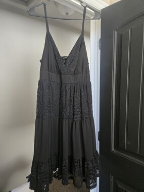 torrid Black Lace Tiered Midi Slip Dress
